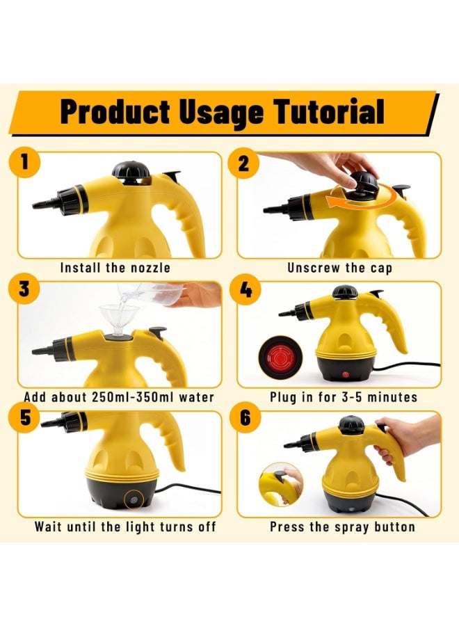 1400W Handheld Pressurized Steam Cleaner | 3-5 Mins Fast Heating | 10 Accessories Included | Home & Car Deep Cleaning | Ramadan/Eid Essential - Image 3